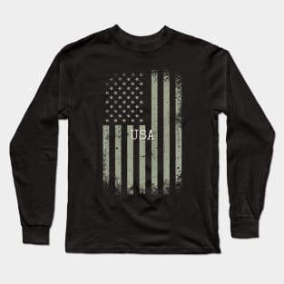 Distressed USA Flag Long Sleeve T-Shirt